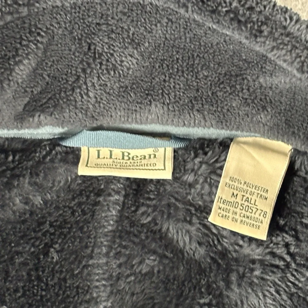 LL Bean Men's Hi-Pile Fleece Jacket Full-Zip Pockets M Tall Navy Blue